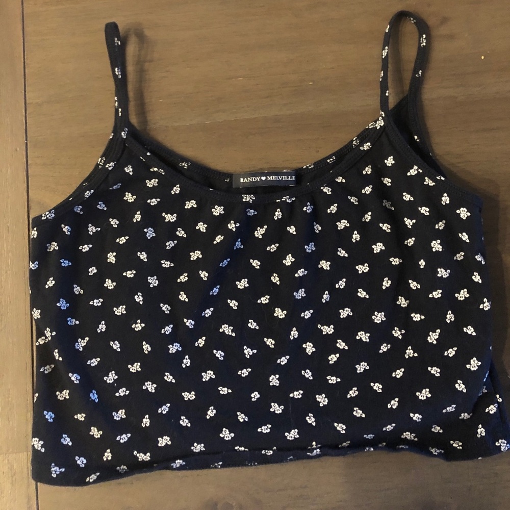 brandy melville navy and white Hawaiian tank